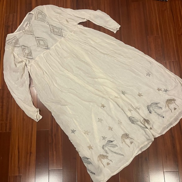 Bread Dresses & Skirts - Bread Artsy Maxi Dress The Stuff of Life Cream Geometric Art to Wear Boho Size 1